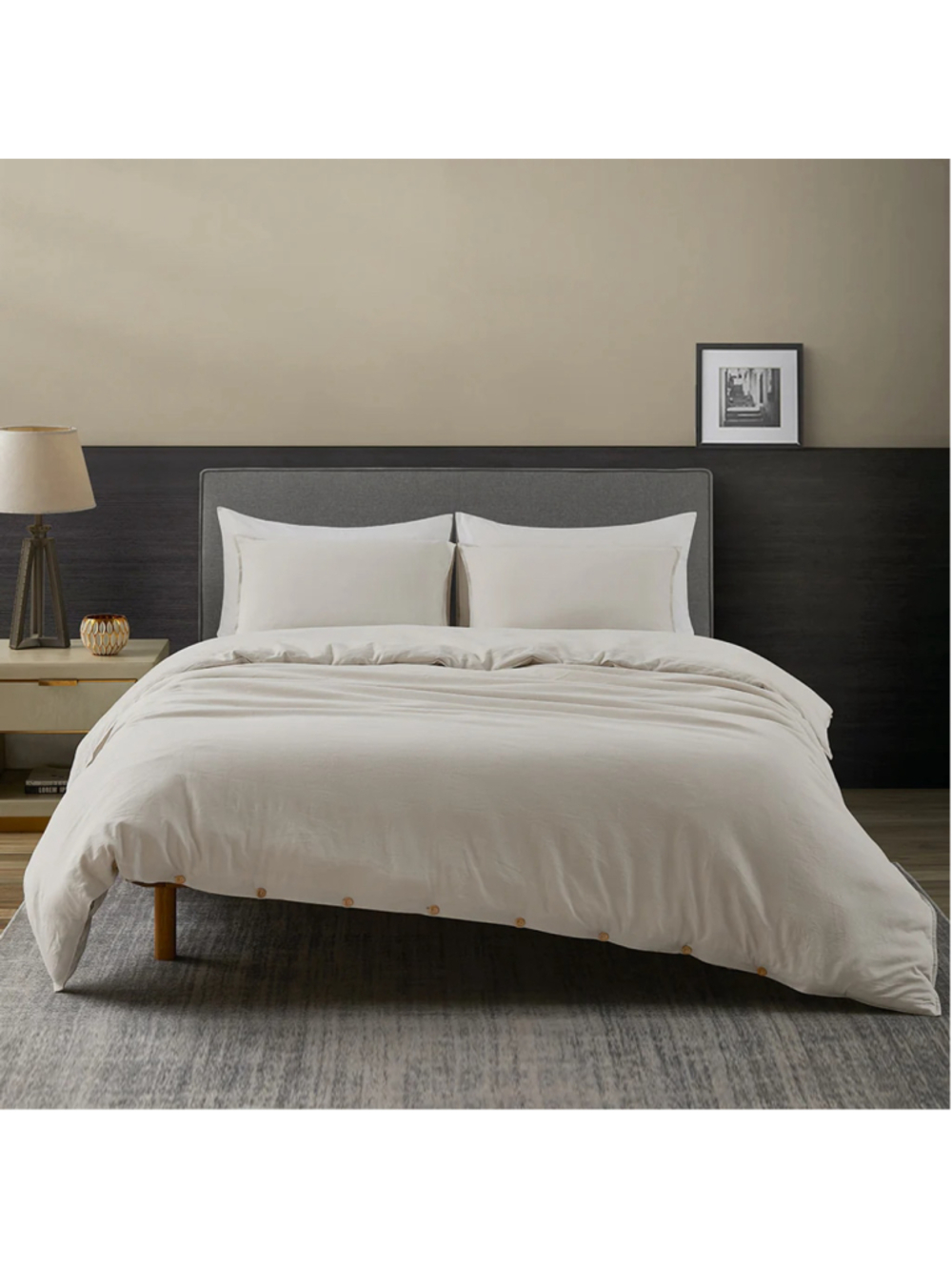 DAPU Linen Cotton King Duvet Cover Set